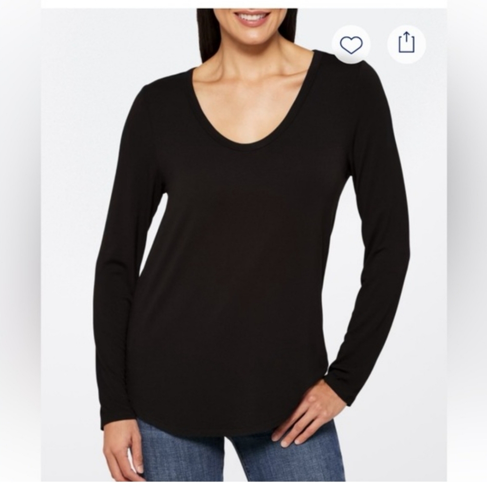 Market & Spruce Classic Black Long Sleeve Top Charcoal Size XS